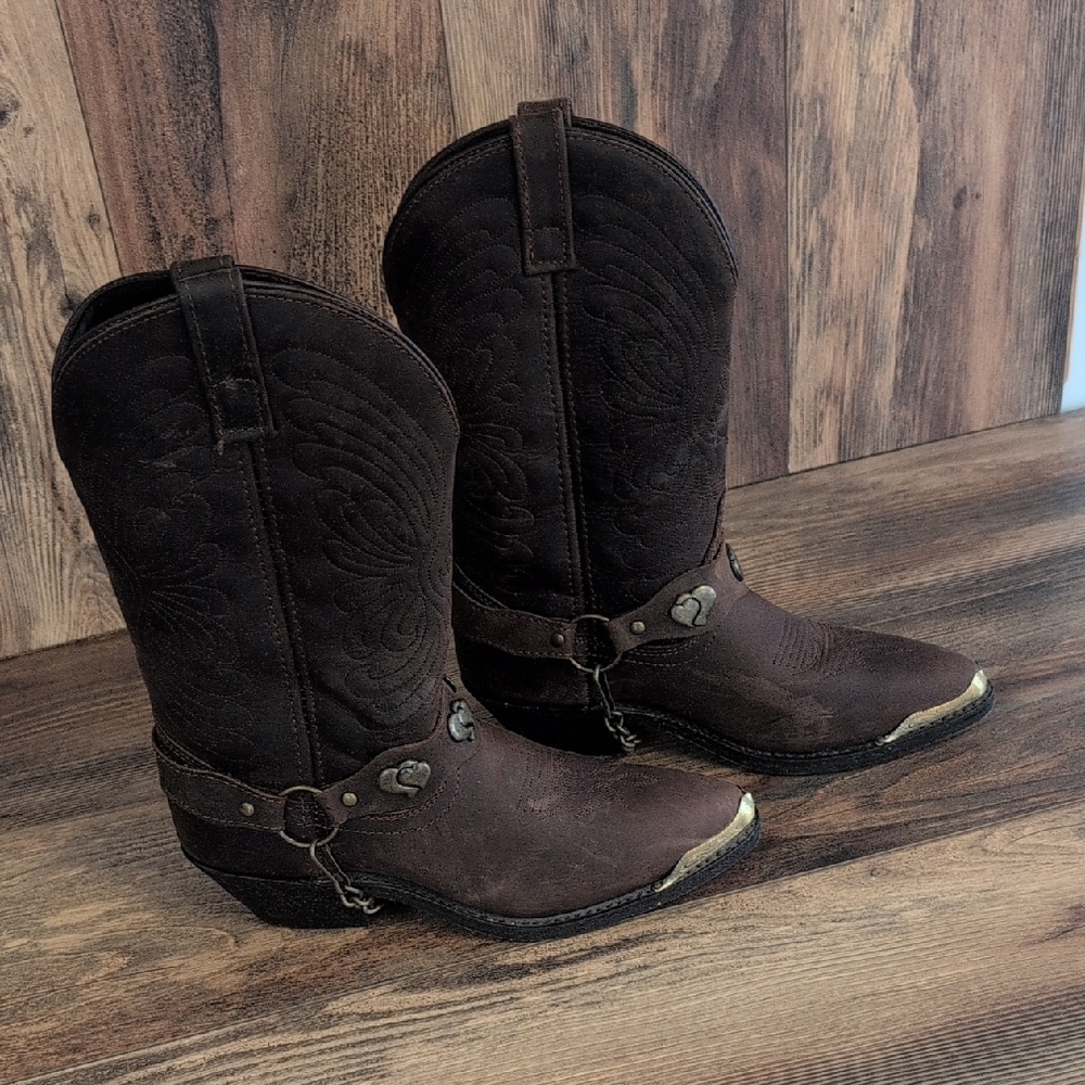 Masterson Boot Co Women's Cowgirl Chain Hearts Cowboy Boots 7W      -188JH